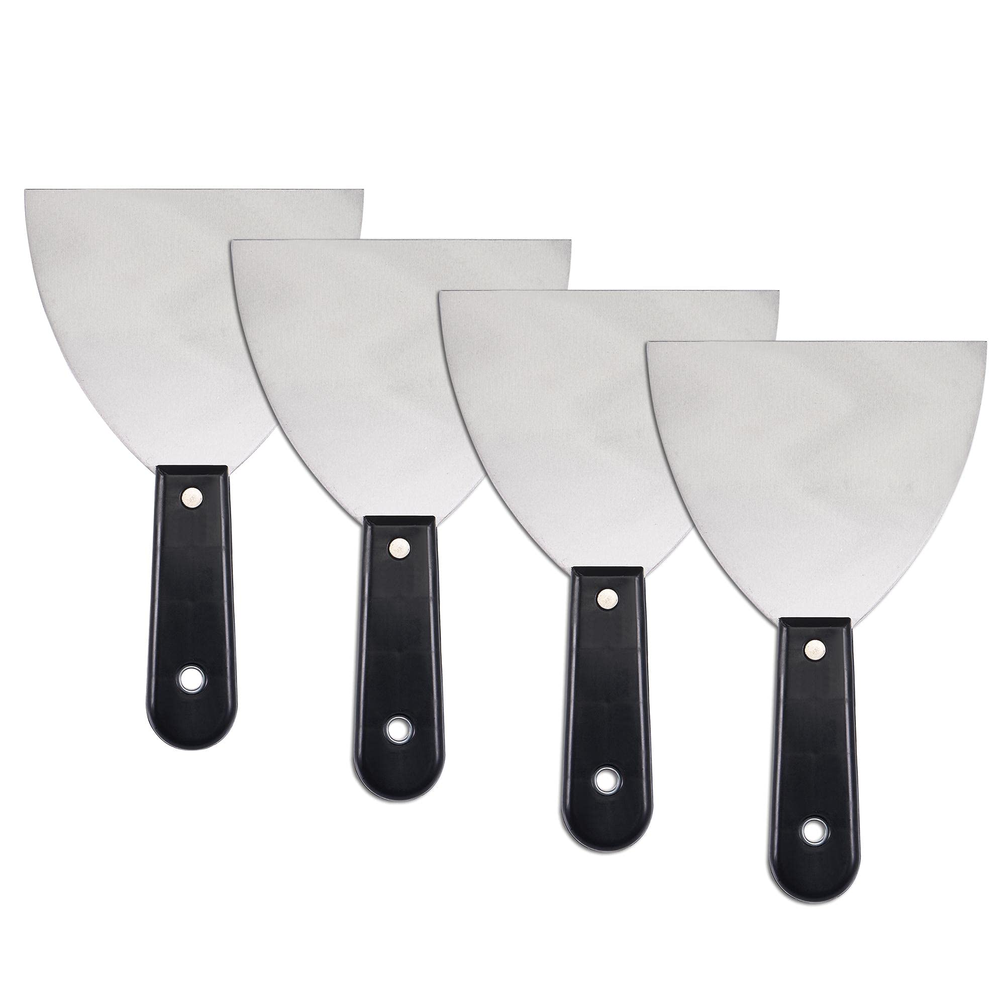 sourcing map Putty Scraper 5" Spatula Drywall Repair Spreader Stainless Steel Black Handle 4Pcs
