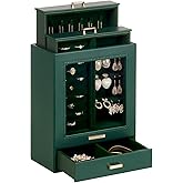 Homde Valentine's Day Gifts Jewelry Organizer Girls Women Jewelry Box for Necklaces Rings Earrings Gift Bracelets Storage Case (Forest Green + Gold)