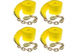 Discount Ramps 4" x 30' Heavy-Duty Winch Strap with Chain Anchor - 4 Pack