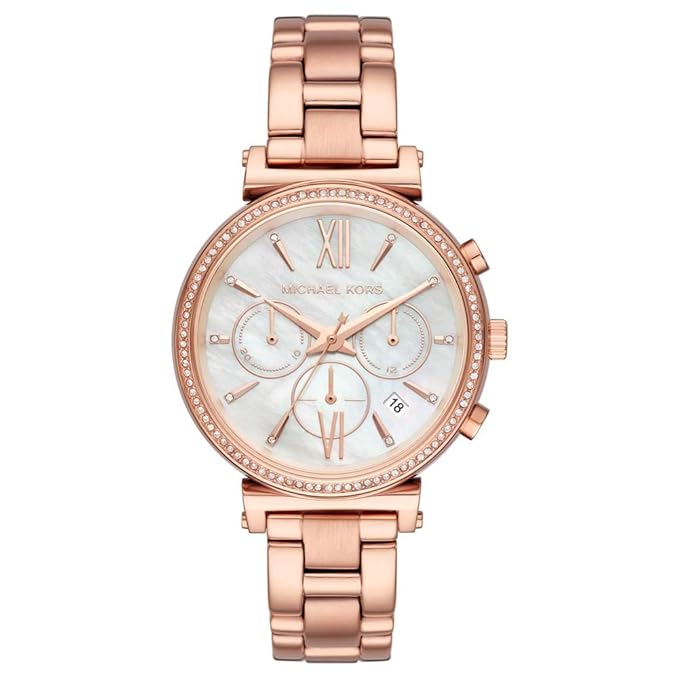 Michael Kors Damen Chronograph Quarz Uhr mit Edelstahl Armband MK6576