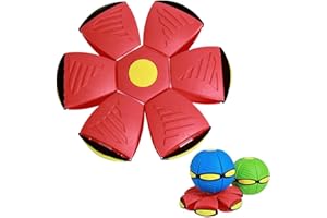 Yagamii Dog Flying Discs Toy, Changeable Shape Bouncy Flying Saucer Ball, UFO Magic Ball, Outdoor Flat Throw Doggy Disc Ball, Interactive Pet Toy, Stomping Deformation Ball (Red)