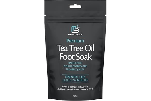 M3 Tea Tree Oil Foot Soak Infused with Apple Cell Culture Extract and Coconut Oil Epsom Salt for Stubborn Odor, Sore Feet, an