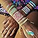 Illia Authentic Metallic Temporary Flash Tattoos 4 Sheet Pack (multicolor) includes over 34 Waterproof Tattoos