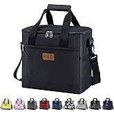 Iknoe Large Cooler Bag Collapsible 24 Can Insulated Bags Leakproof Lunch Cooler Tote with Multi-Pockets for Adult Insulated Thermal Bag for Beach, Picnic, Office Work (New Black)