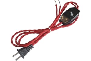 KIVEN SKIVTGLAMP 8.2' Braided Wire with Dimmer Weave Rope for DIY Retro Style Replacement Open Wires Dimmable Switch Plug-in Cord（Red）