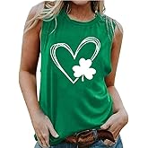 St. Patrick's Day Tank Tops Women Irish Heart Shamrock Graphic Shirts Casual Lucky Clover Sleeveless Shirt Tops