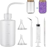 12 Pcs Snow Globe Tumbler Supplies Kit: DIY Tool Set with Bent Squeeze Bottles, Funnels, Tweezers, Bent Syringes & Pokey Sticks – Glitter Filling Accessories for Snowglobe Tumbler Crafting (No Cup)