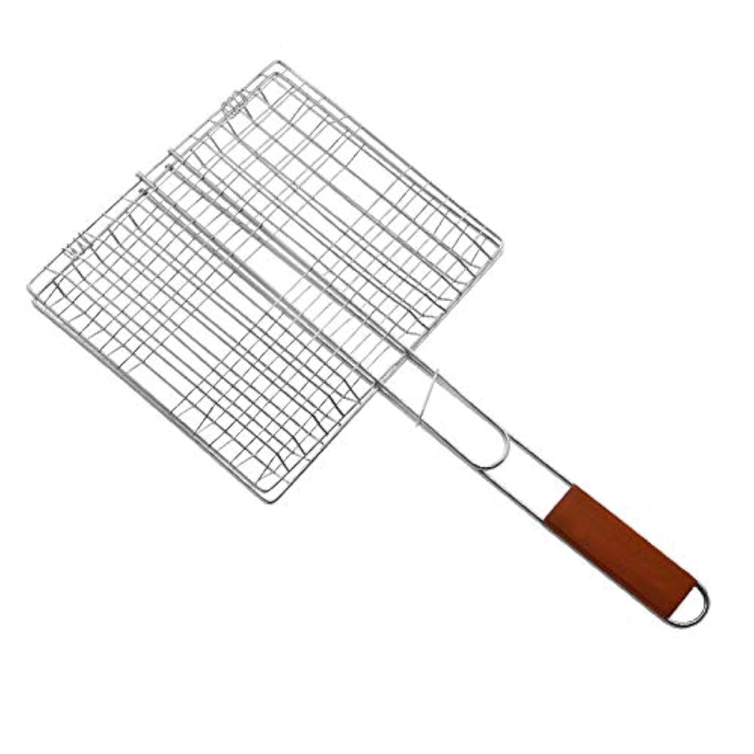 BBQ Grill Basket Barbecue Grilling Accessory for Barbequing Meat, Fish, Vegetables with wooden Handle