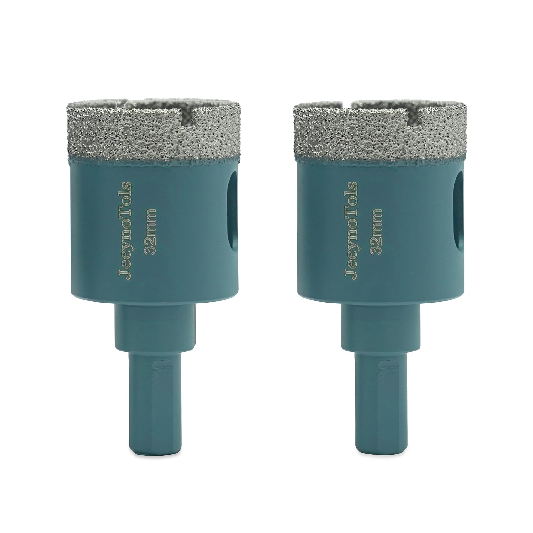 Dry Diamond Core Drill Bit - JeeynoTols 2pcs/Pack 1 1/4" (32mm) Diamond Hole Saw Tile Core Drill Bit with Triangle Shank for Porcelain Granite Marble Ceramic Stone