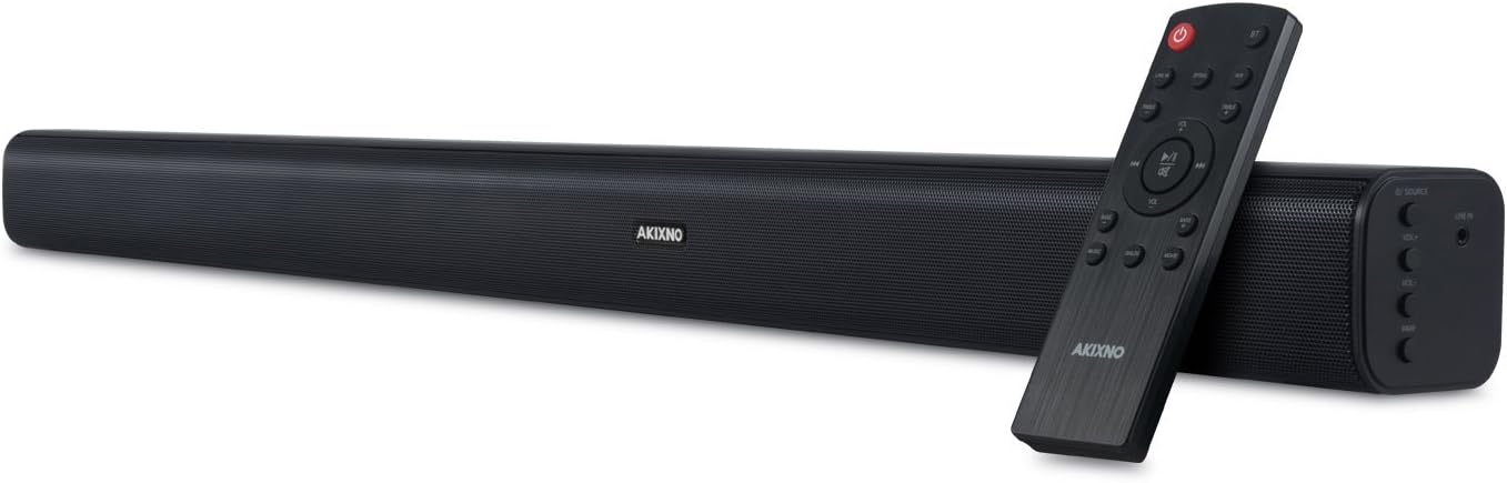 Sound Bar for TV, AKIXNO Sound Bar 40W Remote Controlled Matt Surface Wired Wireless Bluetooth 2.0 Channel Home Theater TV PC Tablets Gaming, Wall Mountable (33-Inch, Updated Version)