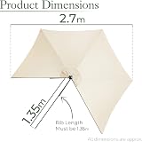CHRISTOW Replacement Parasol Canopy 2.7m Hexagonal 6 Arms UV 30+ Cream view 6