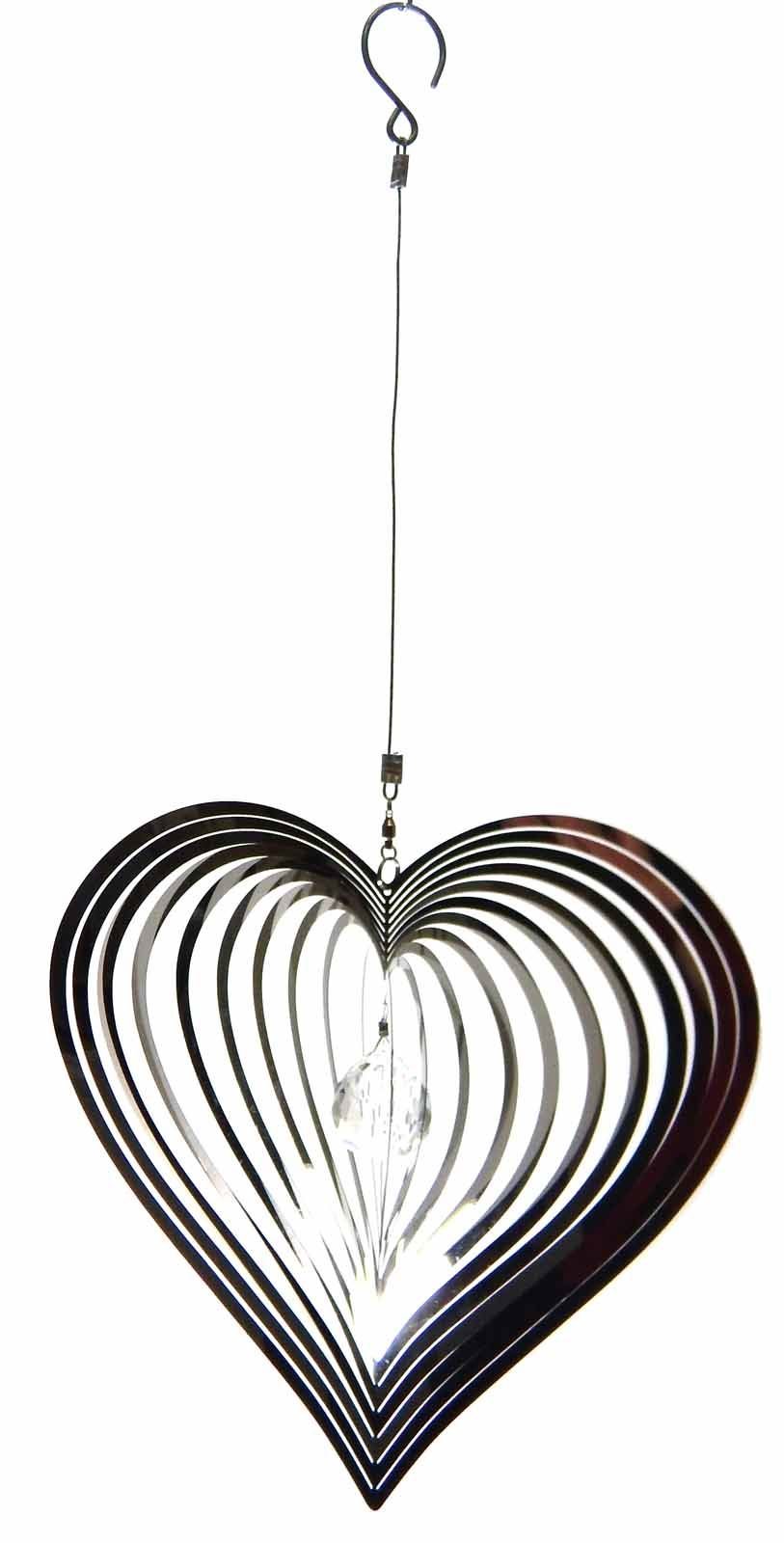 SK Style Hanging Stainless Steel Garden Wind Spinner Sun Catcher Crystal - Large Heart