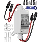 CNLONQ Solar Disconnect Switch 32Amp 1000V DC Circuit Breaker 2P with PV Connector and IP65 Small Breaker Box and Wall Hooks for Outdoor PV Stystem, Rv and PV Array