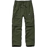 Boys Kids Hiking Cargo Pants, Youth Outdoor Quick Dry UPF 50 Lightweight Waterproof Safari Convertible Zip Off Pants