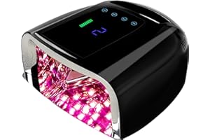 BOMOQING 96W Rechargeable UV Nail Lamp, Cordless UV Light for Nails with LCD Display Auto Sensor, 4 Timer Setting and Smart Sensor Portable Nail Dryer, Nail Curing Light with Removable Bottom (Black)