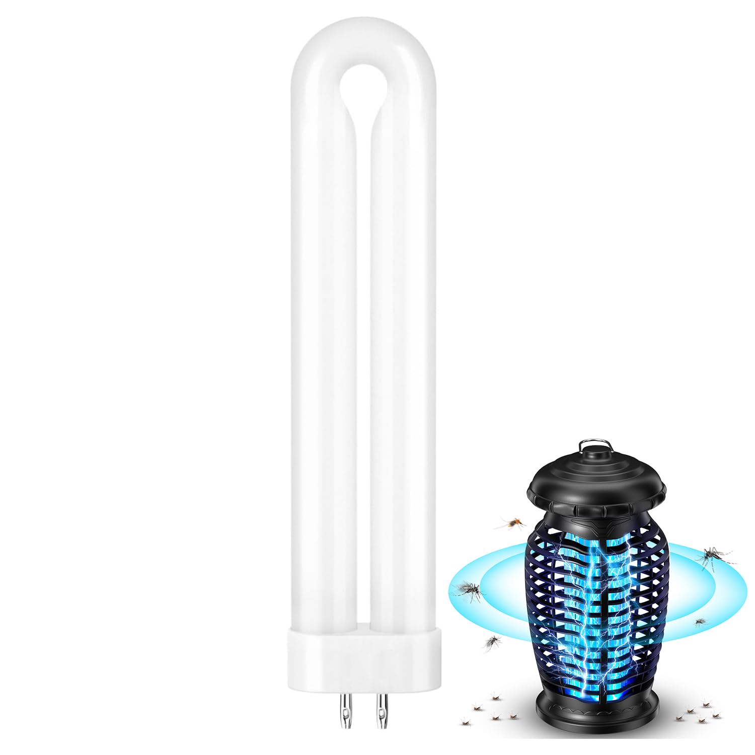 Photo 1 of Bug Zapper Replacement Light Bulb, 15W, 4-Pin Base, U-Tube Bulb Twin Tube Bulb for Indoor Outdoor Mosquito Zapper Lamp
