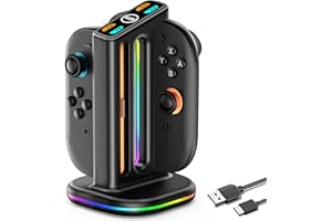 GERSKER Switch 2 Controller Charger with Magnetic & Bi-Directional Design, 4 in 1 Switch 2 Joycon Charger with RGB Mode, Joy con 2 Charging Station Dock Stand