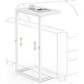 Vagusicc C Shaped End Table for Couch, 33.2'' Extra Tall C Table Adjustable Height Side Table, Small Side Table for Small Spaces, Couch Tables that Slide Under, Tv Tray Table for Living Room, White
