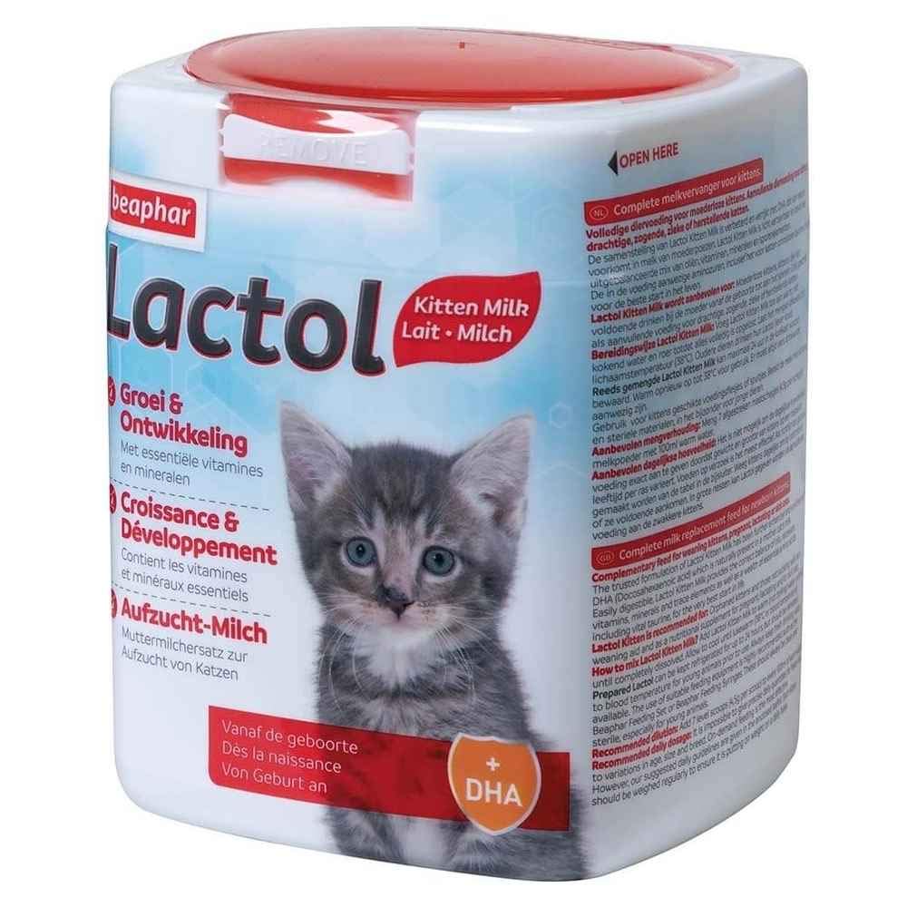Beaphar - LACTOL - Formula milk powder - Enriched with DHA protein source - For unweaned kitten, pregnant or nursing female and elderly or sick cats - 500g