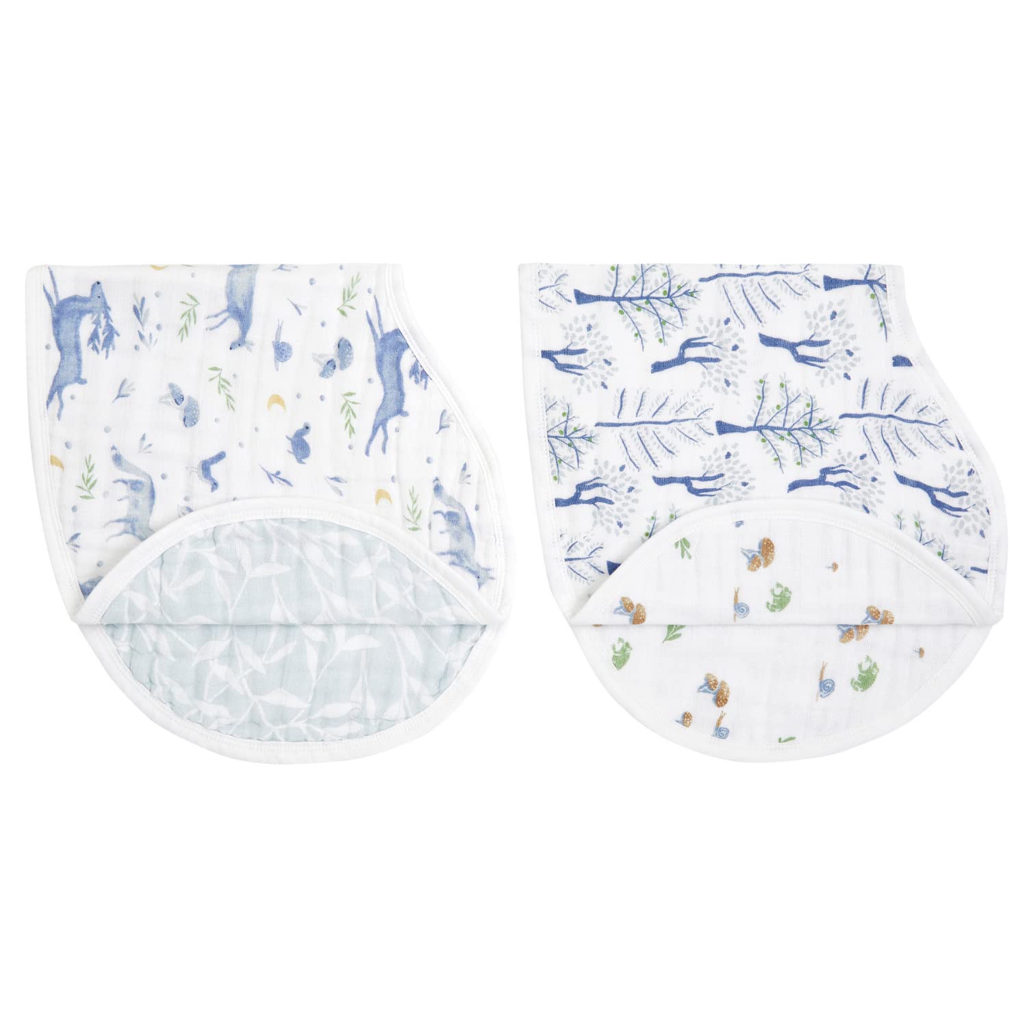 aden + anais Burpy Baby Bib - Outdoors, 2 Pack | 100% Cotton Muslin, 4 Layer Burping Cloth, Feeding & Dribble | Super Soft & Absorbent Burp Rag Newborn Essentials for Boy & Girl | Neutral Coloured