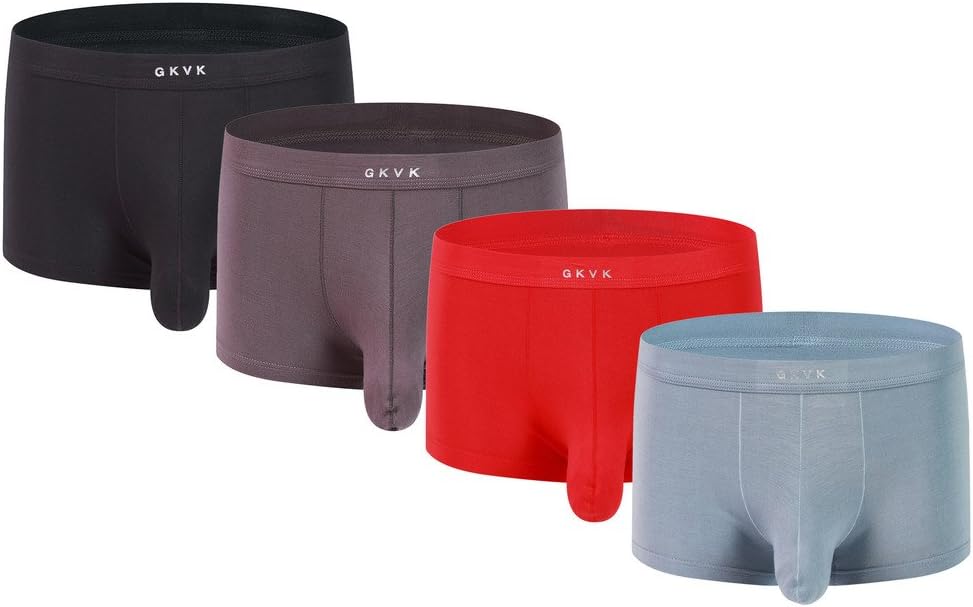 Men's 4 Pack Micro Modal Separate Pouches Trunks Low Rise Give-N-Go Boxer Briefs , Color F , XXXX-Large