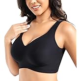 Womens Wireless Bras Push Up Bra Plus Size No Underwire Deep V Bras for Women Full Coverage Back Smoothing Sports Bra