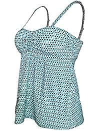 Gabrielle-Aug Top de traje de baño (FBA), para dama, tankini con lunares blancos, azules, clásico