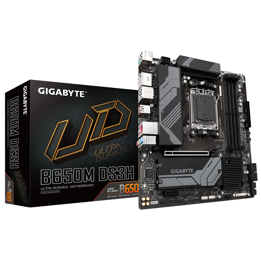 Gigabyte B650M DS3H Motherboard - Supports AMD Ryzen 8000 CPUs, 6+2+1 Phases Digital VRM, up to 8000MHz DDR5, 2xPCIe 4.0 M.2, 2.5GbE LAN, USB 3.2 Gen 2 — image 1