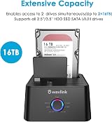 WAVLINK USB 3.0 Dual Bay SATA HDD SSD Docking Station Offline Clone 2.5 3.5 view 4
