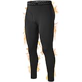 RIKUAOU Men's Thermal Underwear Bottoms, Fleece Lined Long Johns Pants with Fly, Athletic Base Layer Leggings Cold Weather