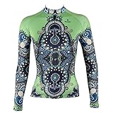 QinYing Cycling Jersey, Women Patterns Stylish Breathable Bicycle Jersey Long Sleeve Green M