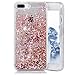 iPhone 7 Plus Case, SUPVIN Liquid Case Fashion Creative Design Flowing Liquid Floating Luxury Bling Glitter Sparkle with Rhinestone Diamond Pattern [TPU+PC] for iPhone 7 Plus (Diamond- Rose Gold)