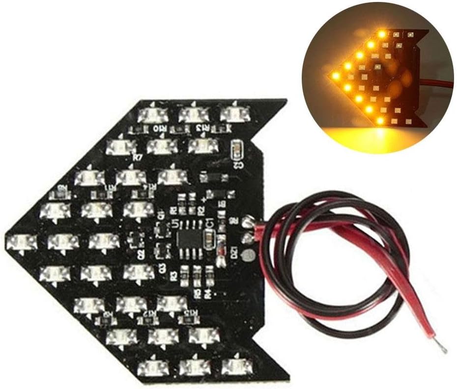RUNMIND New 27 SMD LED Car Rear View Side Mirror Sequential Arrow Panel Turn Signal Light Yellow