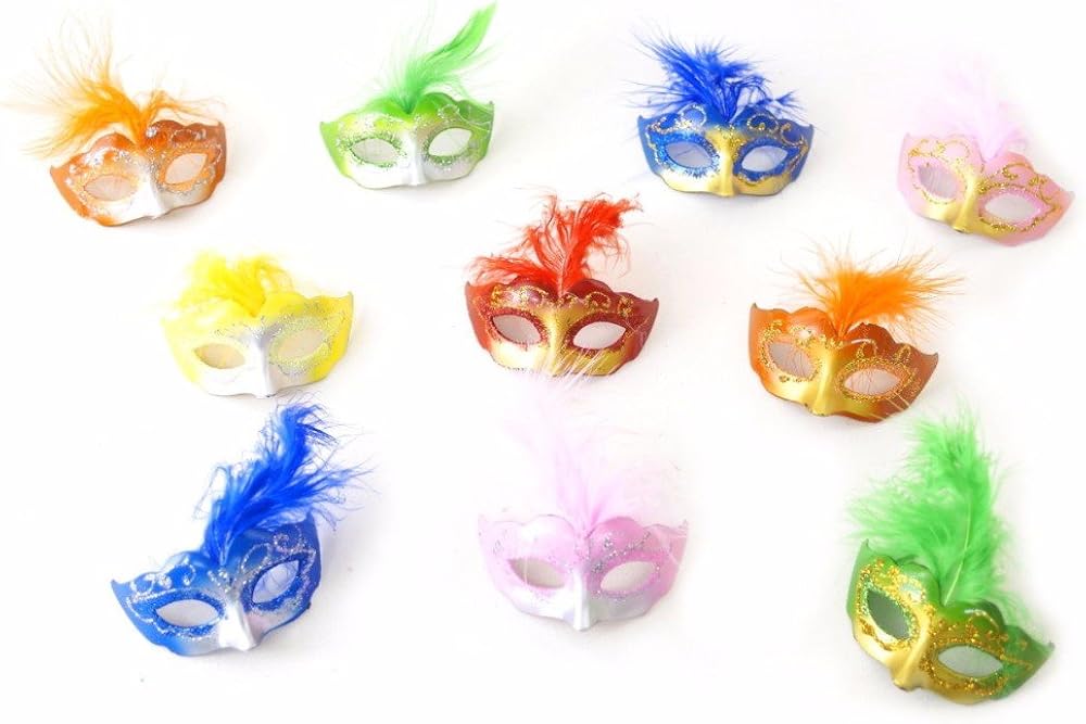 Amazon Com 12 Mixed Mini Mardi Gras Mask Miniature Masquerade