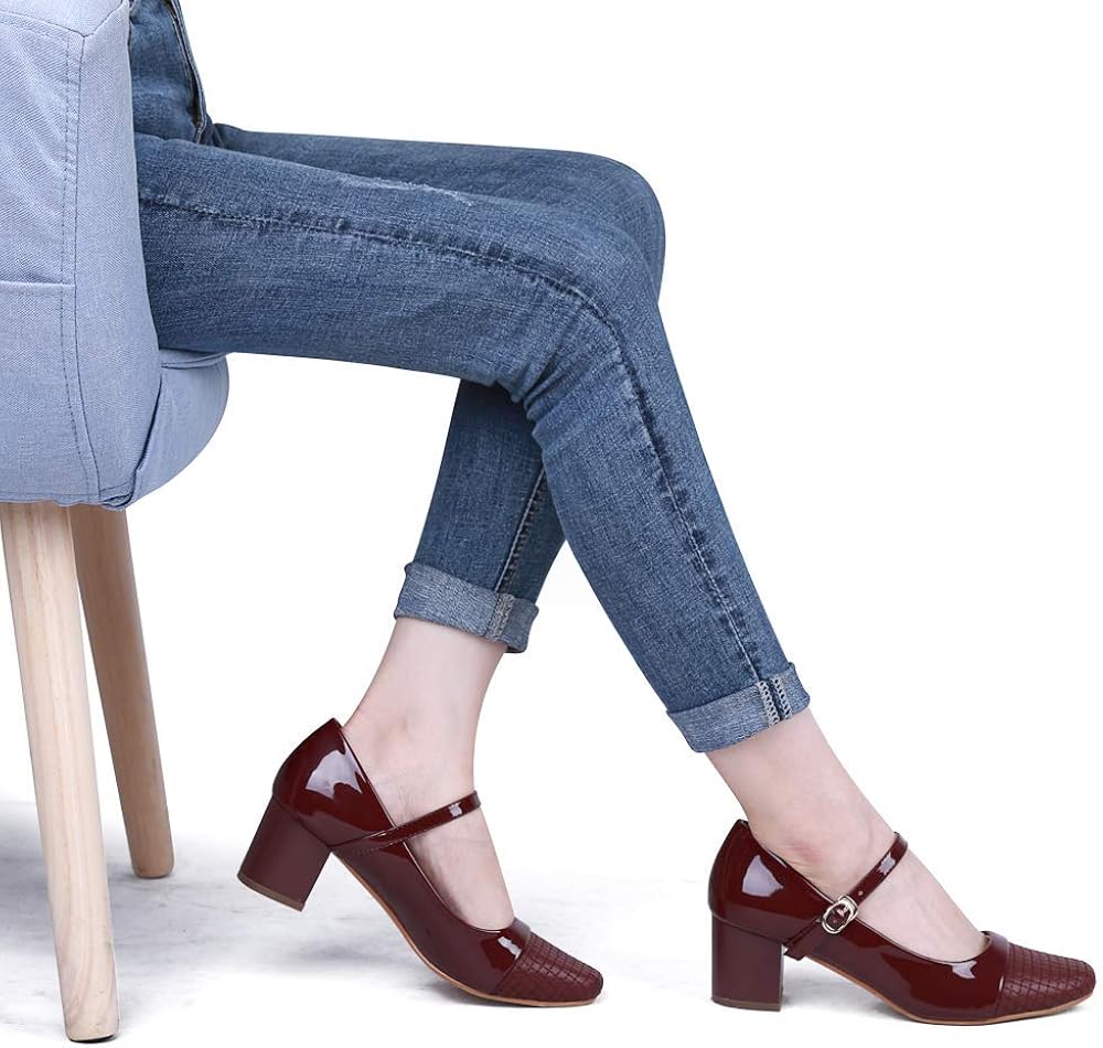 Scarpe décolleté da donna con tacco a blocco punta quadrata Sydowey stile  Mary Jane Scarpe e borse urban-earth.co.uk
