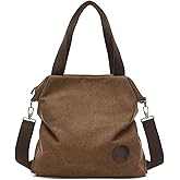PORRASSO Women Canvas Shoulder Bag Crossbody Bag Ladies Handbag Hobo Bag for Shopping Travel Work Daily Use Brown