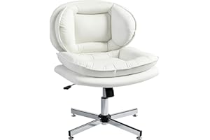 HOMCOM Criss Cross Office Chair No Wheels, Armless Task Desk Chair with Wide Seat, Leathaire, Adjustable Height, Tilting, Dou