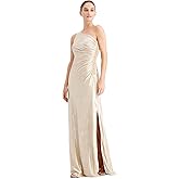 Calvin Klein Womens One-Shoulder Gown with Side Ruching and Beaded Detail – Women’s Formal Dresses for Special Occasions