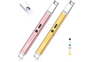 Aneagle Lighter Electric Candle Lighter 2 Packs Upgraded Rechargeable Candle Lighter with LED Flashlight Windproof Flameless and Hanging Hook LED Battery Display Arc Lighter for Candle Grill Camping