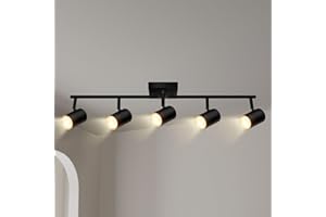 AUQUEE 5 Light Track Lighting Fixtures Ceiling, Matte Black Kichen Track Lighting, Rotatable Light Heads, Adjustable Modern LED Track Lights for Kitchen/Living Room/Hallway/Bar,GU10 Bulb Not Included
