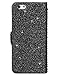 iPhone 6/6s wallet case,FLYEE Bling Crystal 3D Raindrop Pattern Sparkly PU Wallet Protective Case with Magnetic Button Closure Perfect Fit for Apple iphone 6s 4.7 inch(black)