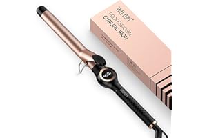 Curling Iron 1 Inch Barrel, Long Barrel Curling Wand for Hair, Ceramic Tourmaline Hair Curler Dual Voltage