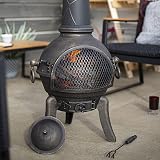 La Hacienda Cuba Tall Modern Cast Iron Chiminea Log Burner Fire Pit view 3