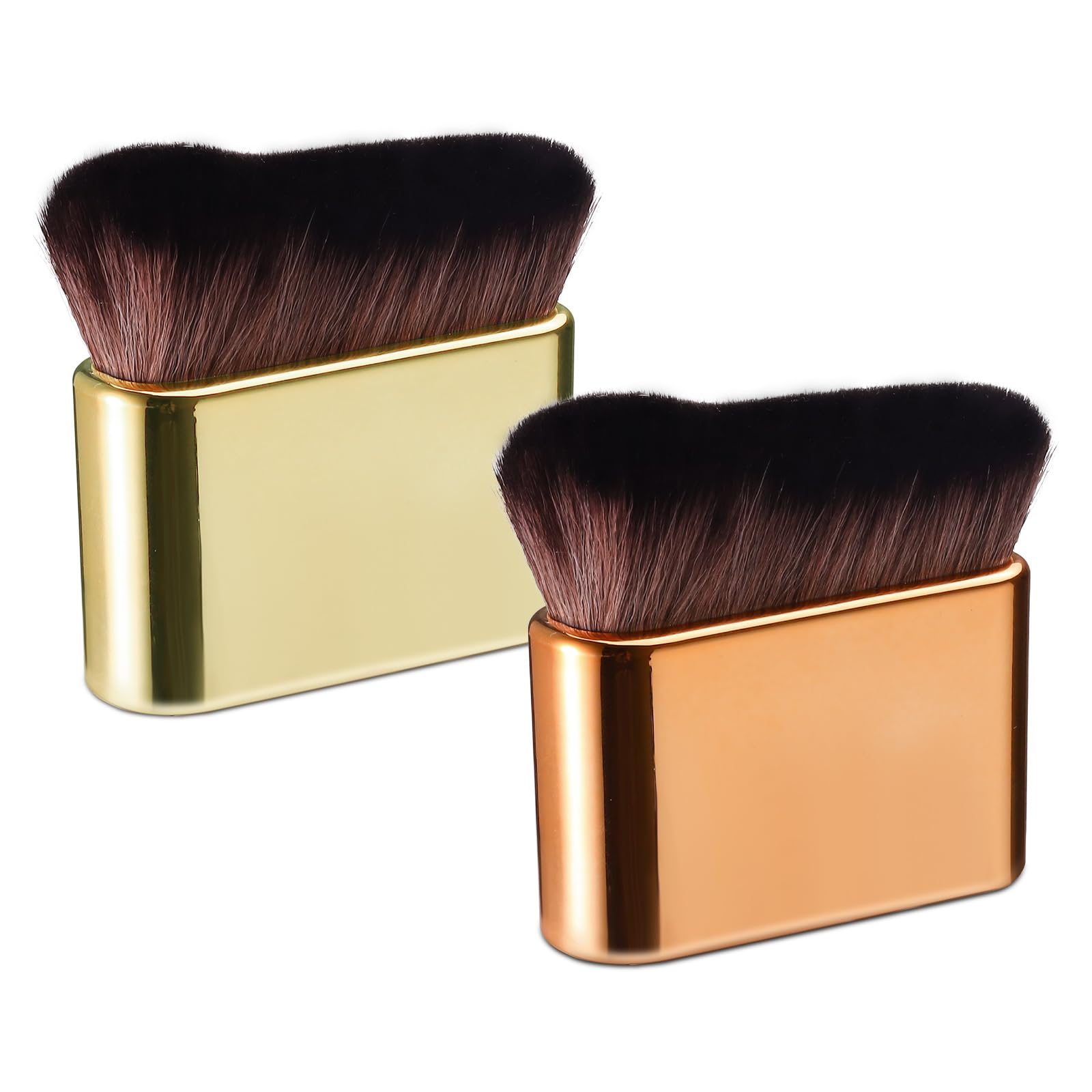 Huakaile 2 Pack Professional Self Tanner Brush, Face Body Makeup Brush for Legs, Sunscreen Applicator Self Tanning Brush for Liquid Foundation Powder Blusher Shadow Bronzer (Rose Gold & Gold)