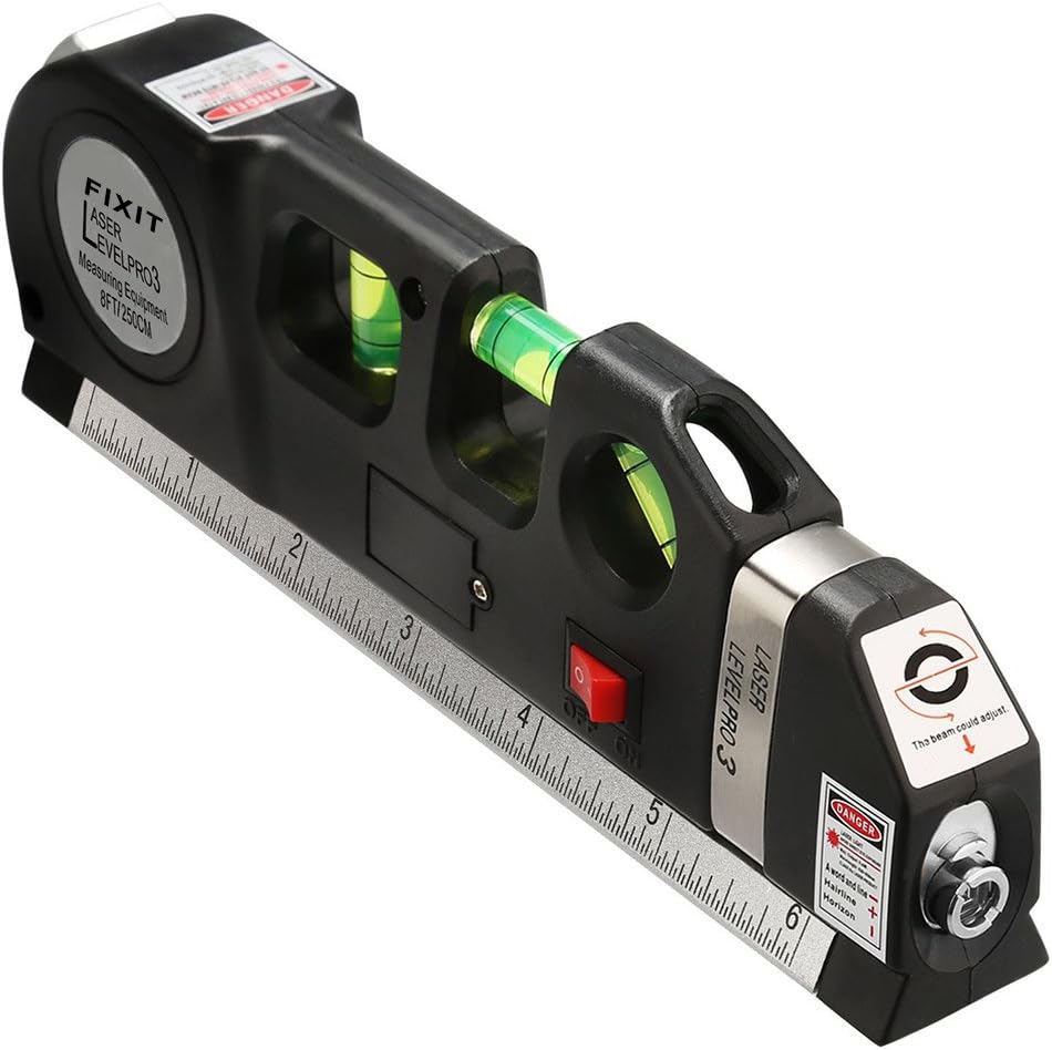 Brillife Laser Level Measure Line Lasers Ruler 8ft+ Standard & Metric Measure Tape - (1PCS)
