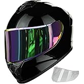 AUBOA Motorcycle Helmets for Adult Men Women, Full Face Lightweight Street Bike Racing DOT Helmet with Extra Clear Visor Model AU-T801