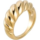 Aurelia Mae Baguette Dome Ring | CZ Set Gold Dome Ring | CZ Stacking Thick Band