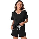 LazyCozy Women's Bamboo Viscose Cooling Striped Pajama Set | Moisture wicking, Breathable, Tagless, Soft stretch, Elastic waist with drawstring, for hot flashes, lounge &amp; outdoor