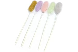 5 Pack Real Rabbit Fur Cat Toys – Interactive Cat Wand Toy Set with Natural Soft Fluffy Ends – Durable Lightweight Teaser Toy