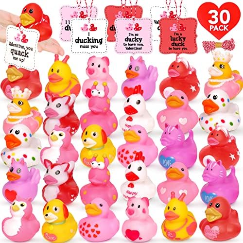 30 Pack Rubber Ducks Assorted Valentine Rubber Duck Duckies in Bulk, 2